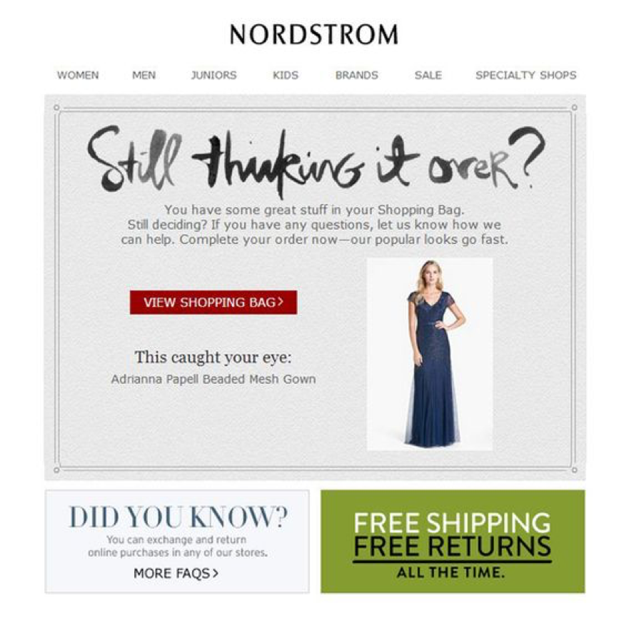 Individual product selections from Nordstrom