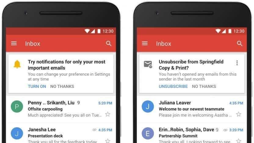 Unsubscribe features by Gmail